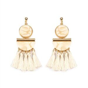 Marbled Resin and Tassel Dangle Drop Post Earrings